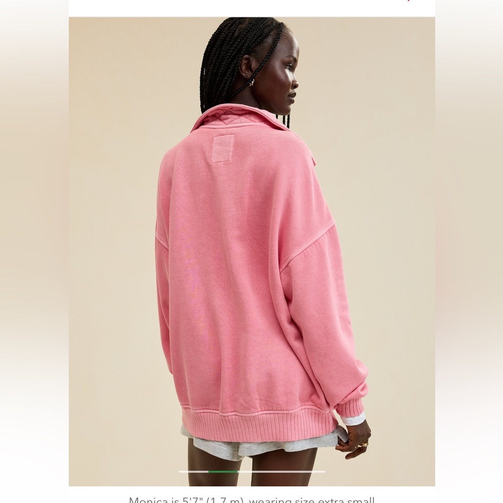 Aerie Pink Pullover O Snap Sweatshirt Size XL, NWT - Picture 3 of 5